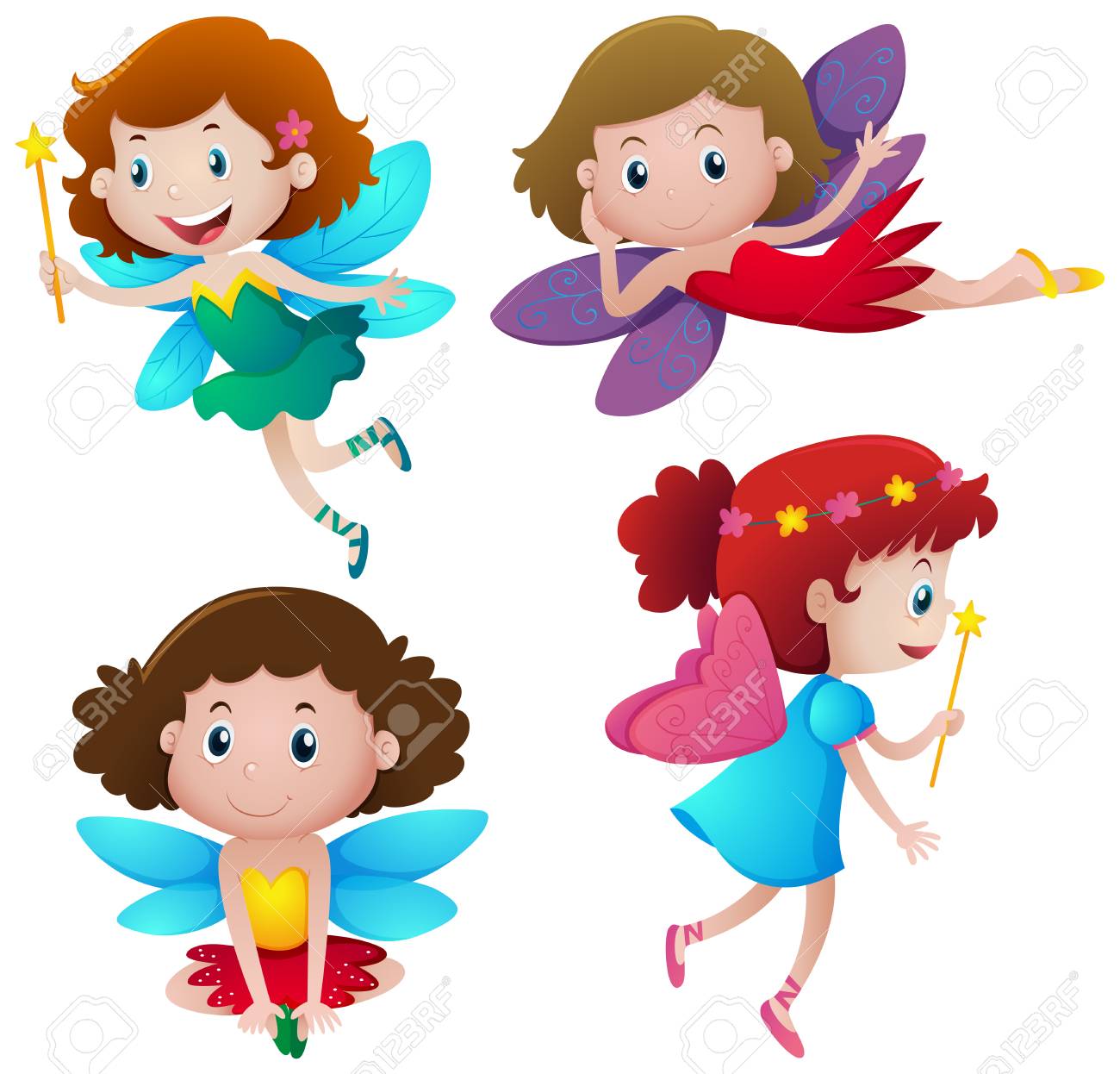 Four Cute Fairies Flying Illustration Royalty Free Cliparts Vectors And Stock Illustration Image Four Cute Fairies Flying Illustration Royalty Free Cliparts Vectors And Stock Illustration Image
