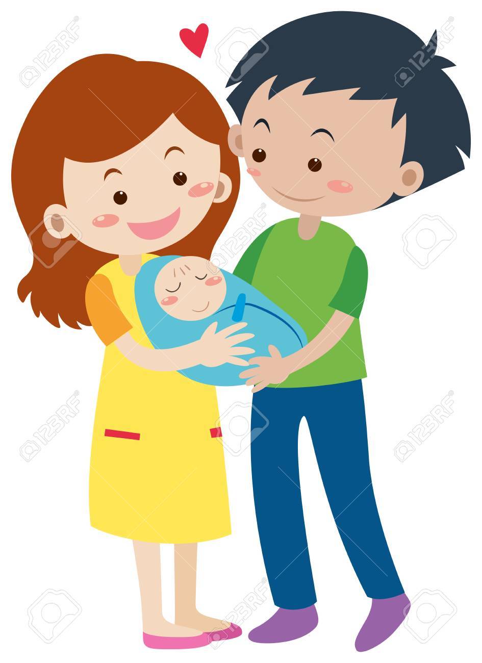 Famille Avec Les Parents Et L Illustration Du Nouveau Ne Clip Art Libres De Droits Vecteurs Et Illustration Image