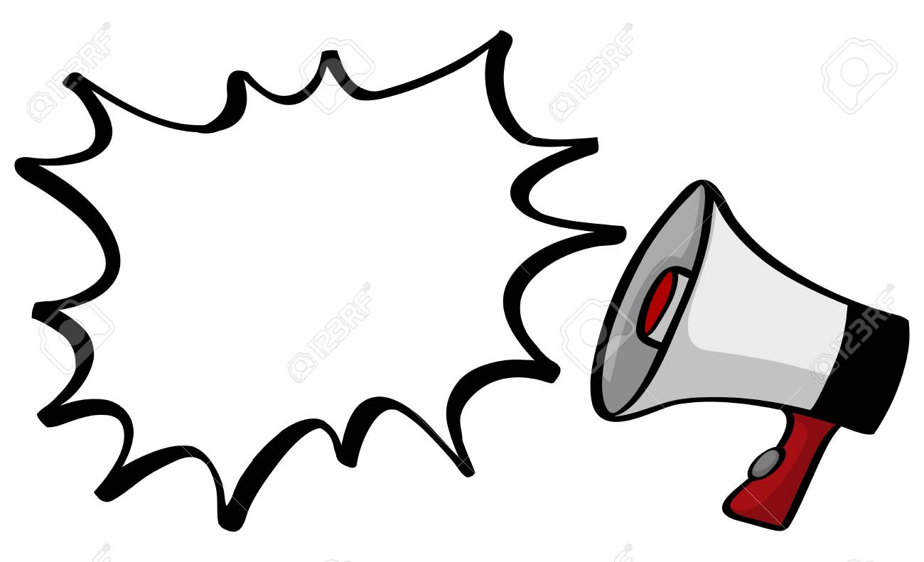 speech bubble template with speaker phone illustration royalty free