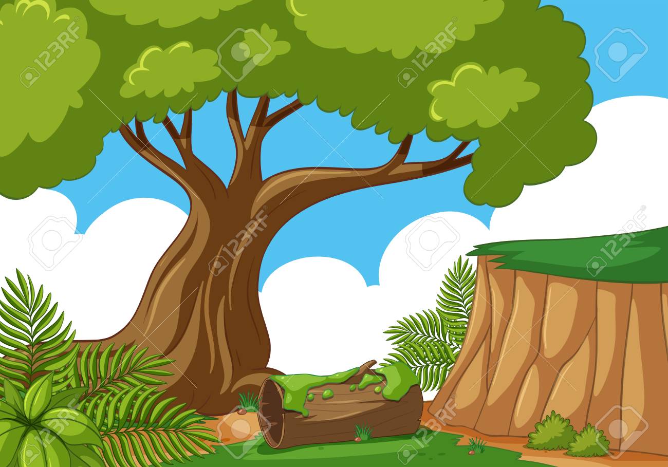 Scene With Cliff And Trees Illustration Royalty Free Cliparts Vectors And Stock Illustration Image