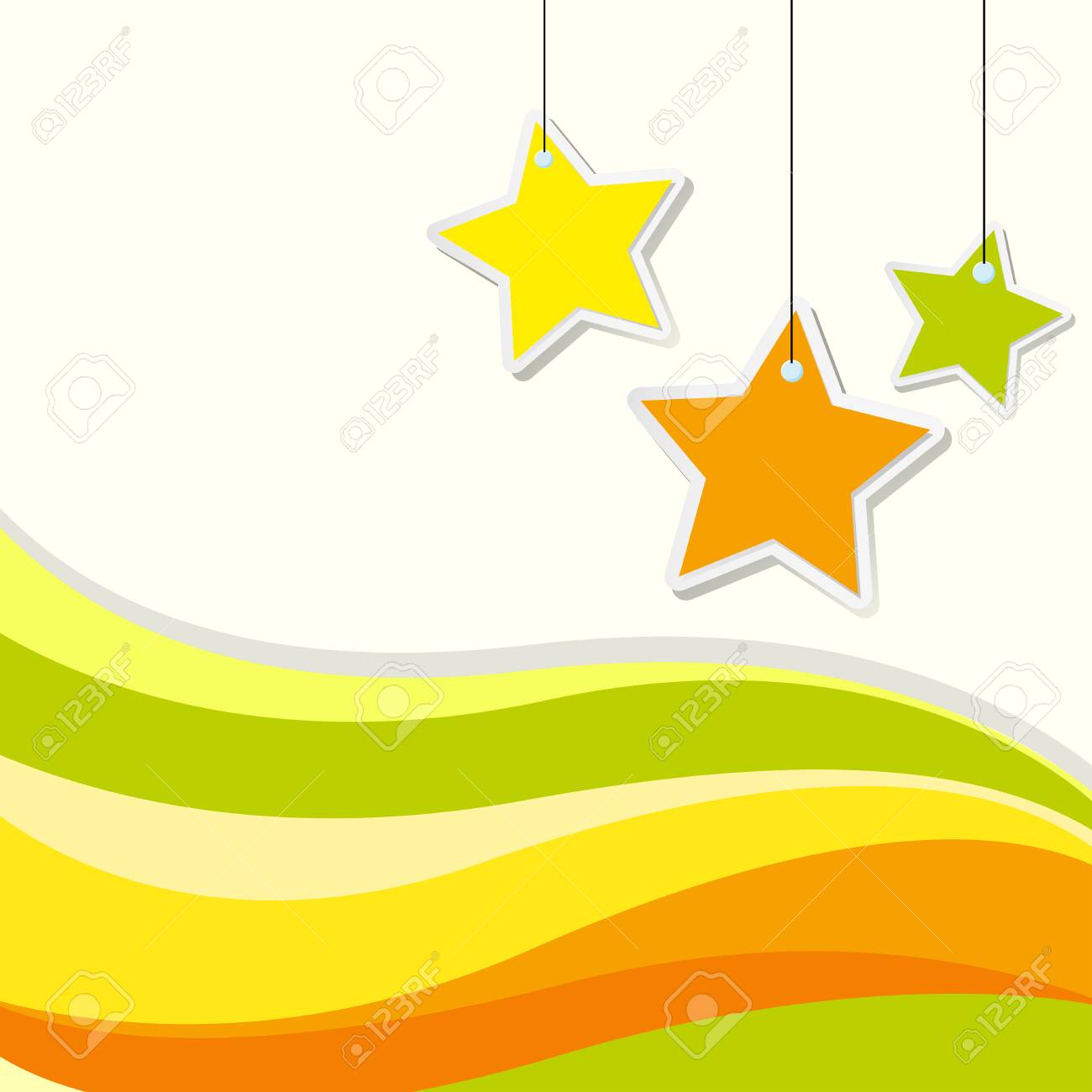 星と黄色い波線イラスト背景デザインのイラスト素材 ベクタ Image