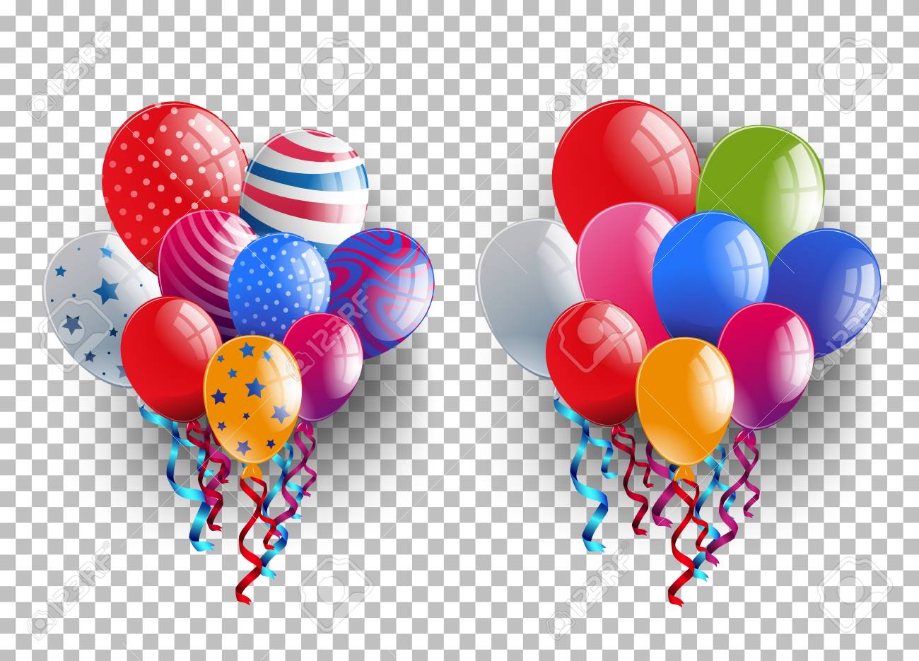 2 つは 透明な背景イラストをカラフルな風船の束します のイラスト素材 ベクタ Image