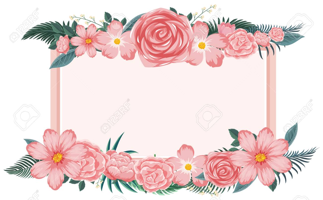 Flower Frame With Pink Flowers Illustration Royalty Free Cliparts Vectors And Stock Illustration Image