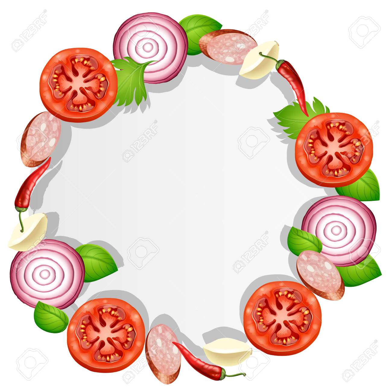 border template with fresh vegetables vector illustration royalty