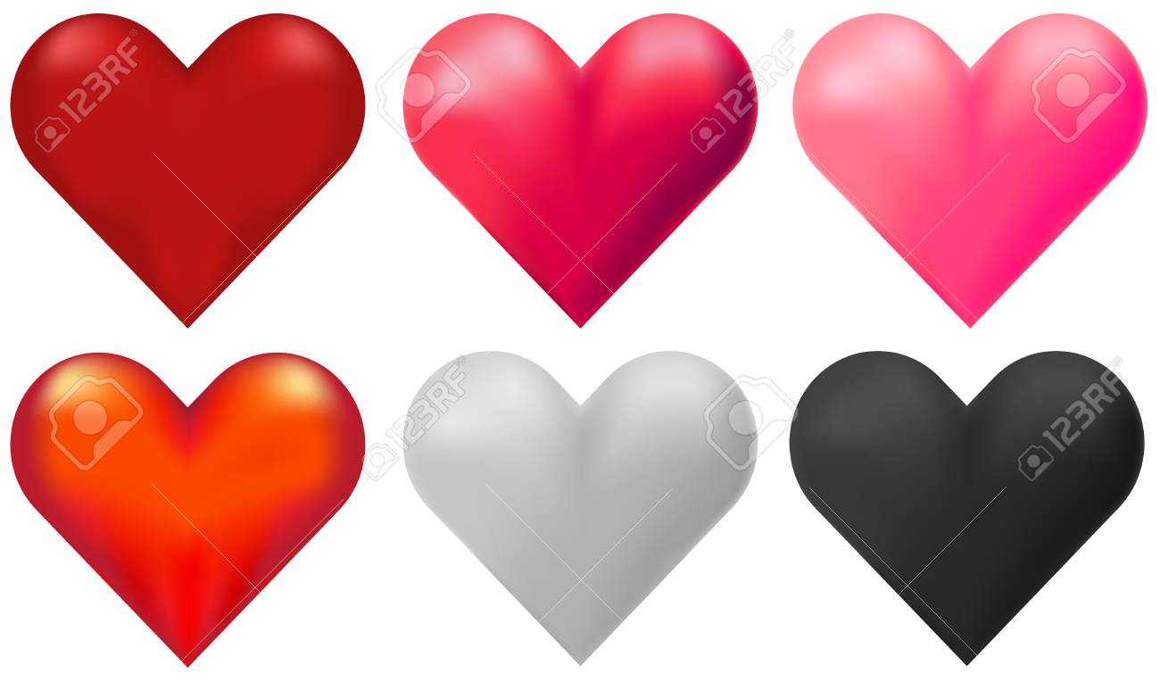 Corazones En Diferentes Colores Ilustracion Seis Ilustraciones Vectoriales Clip Art Vectorizado Libre De Derechos Image 96154684