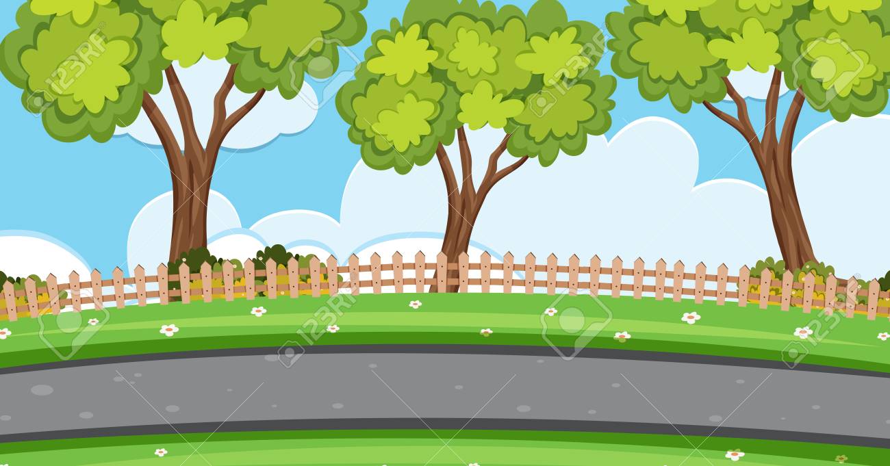 道路イラストに沿った木々を持つ背景シーンのイラスト素材 ベクタ Image 道路イラストに沿った木々を持つ背景シーンのイラスト素材 ベクタ Image