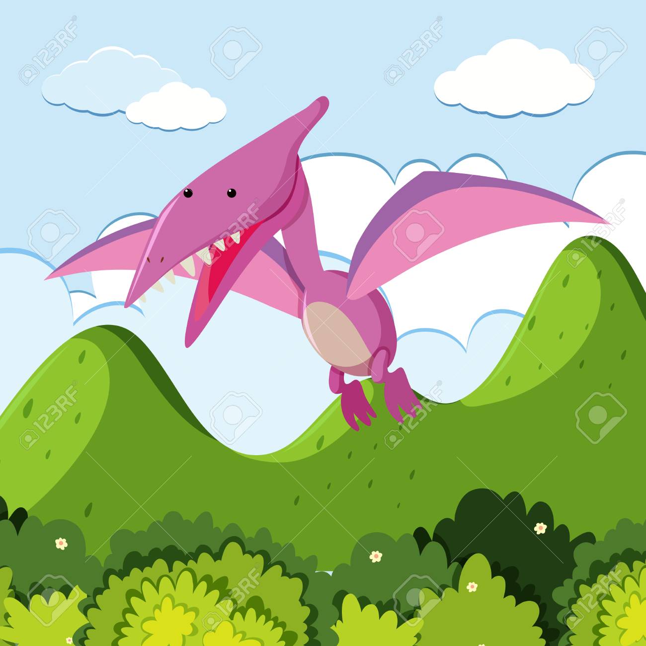 山のイラストの上を飛ぶ翼竜のイラスト素材 ベクタ Image 山のイラストの上を飛ぶ翼竜のイラスト素材 ベクタ Image