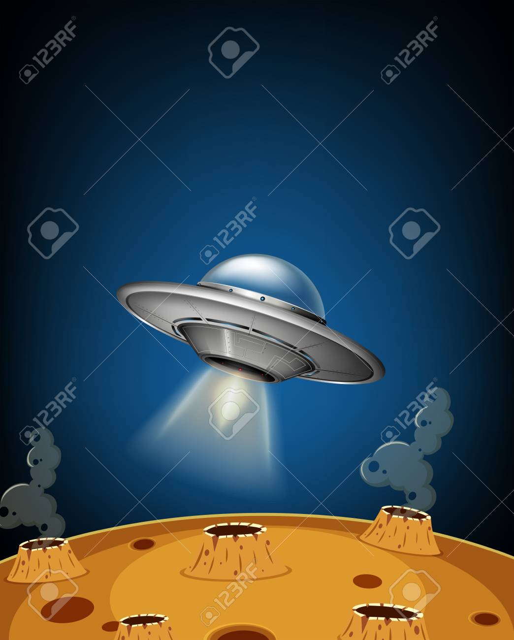 Ufoは月面に着陸イラスト のイラスト素材 ベクタ Image