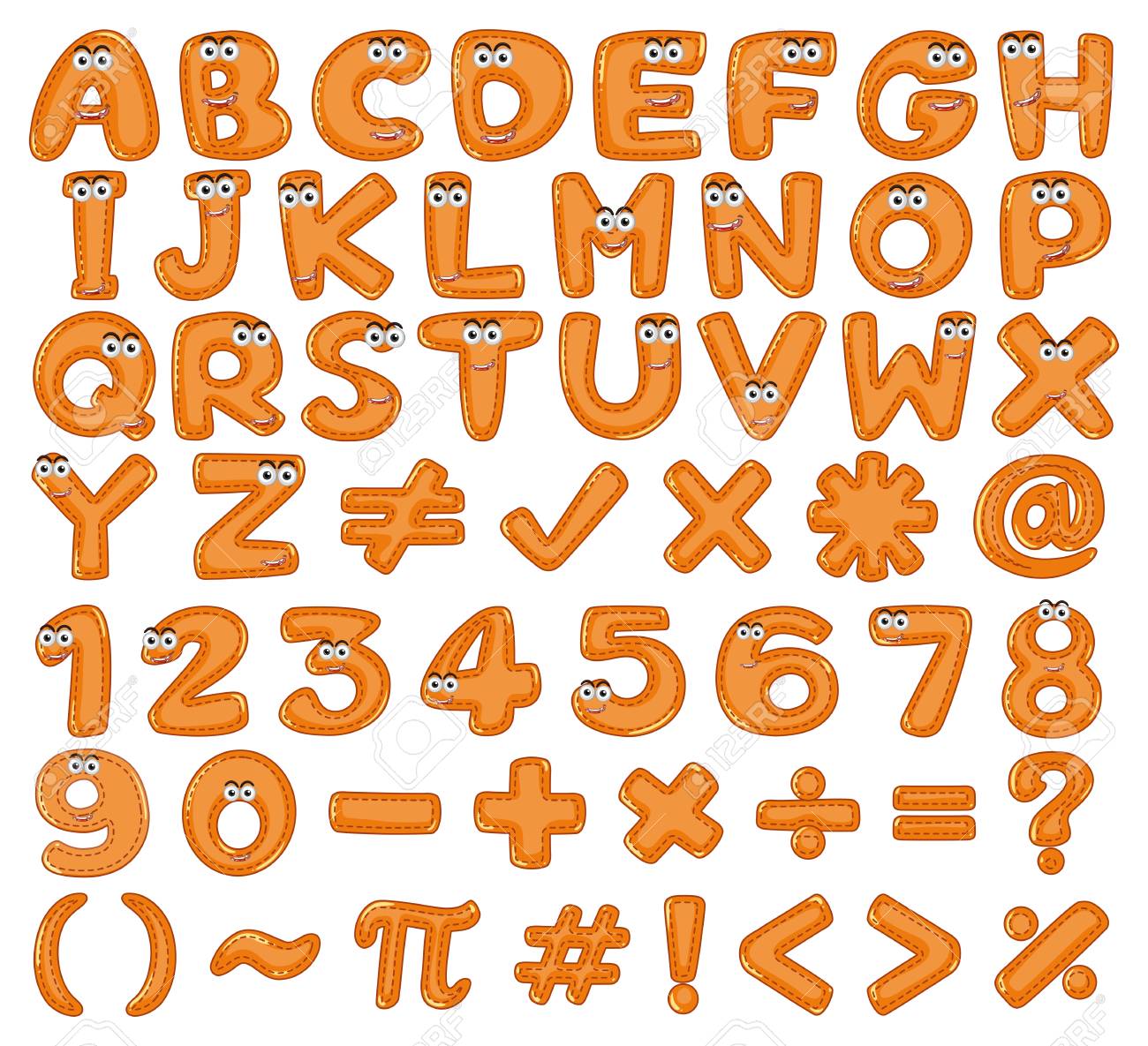 English Alphabets And Numbers In Brown Color Illustration Royalty Free Cliparts Vectors And Stock Illustration Image