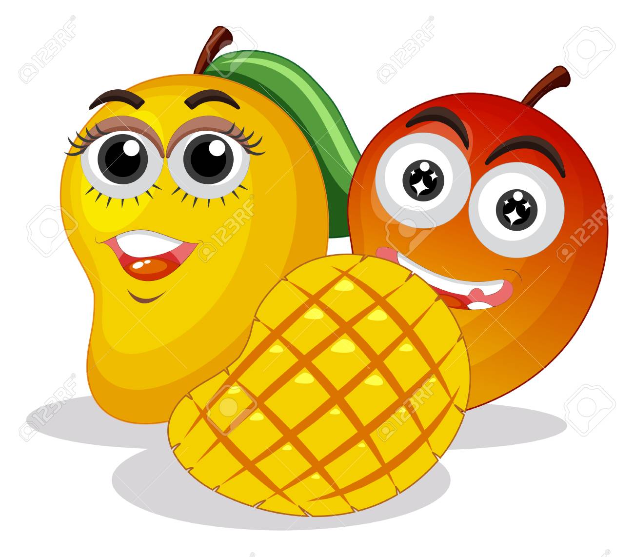 Fresh Mangoes With Happy Face Illustration Royalty Free Cliparts Vectors And Stock Illustration Image