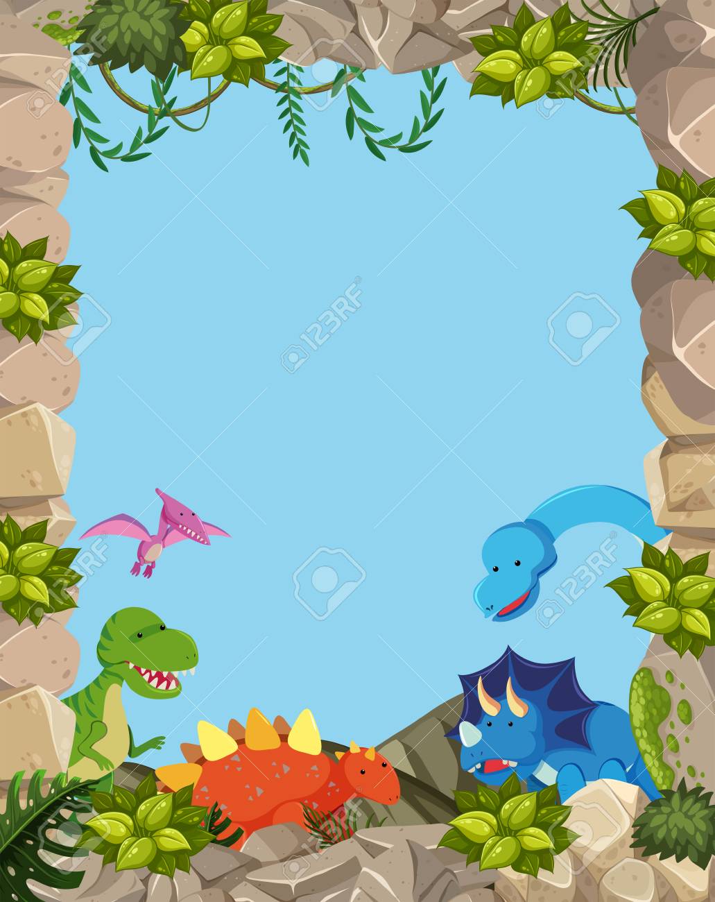 nature cute dinosaur frame illustration royalty free cliparts