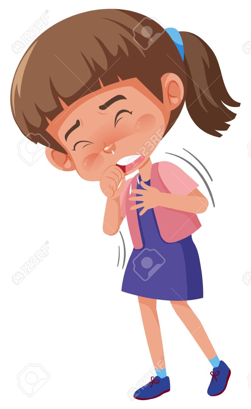 Sick Girl Coughing On White Background Illustration Royalty Free SVG,  Cliparts, Vectors, and Stock Illustration. Image 139178765., image size:800x1300