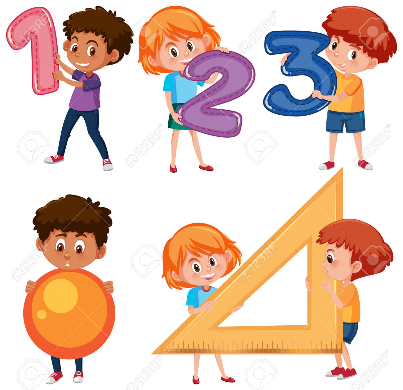 Math Classroom Objects With Supplies And Students Illustration Royalty Free  SVG, Cliparts, Vectors, and Stock Illustration. Image 184737833., image size:1300x1255