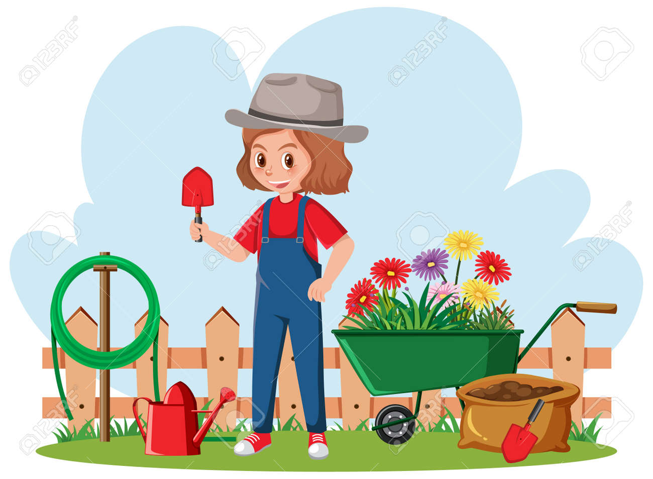 Gardener With Colorful Flowers Illustration Royalty Free SVG, Cliparts,  Vectors, and Stock Illustration. Image 185571326., image size:1300x953