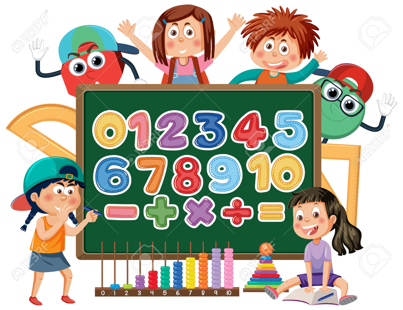 Children Cartoon Character With Math And Number Theme Illustration Royalty  Free SVG, Cliparts, Vectors, and Stock Illustration. Image 198271279., image size:1300x1000