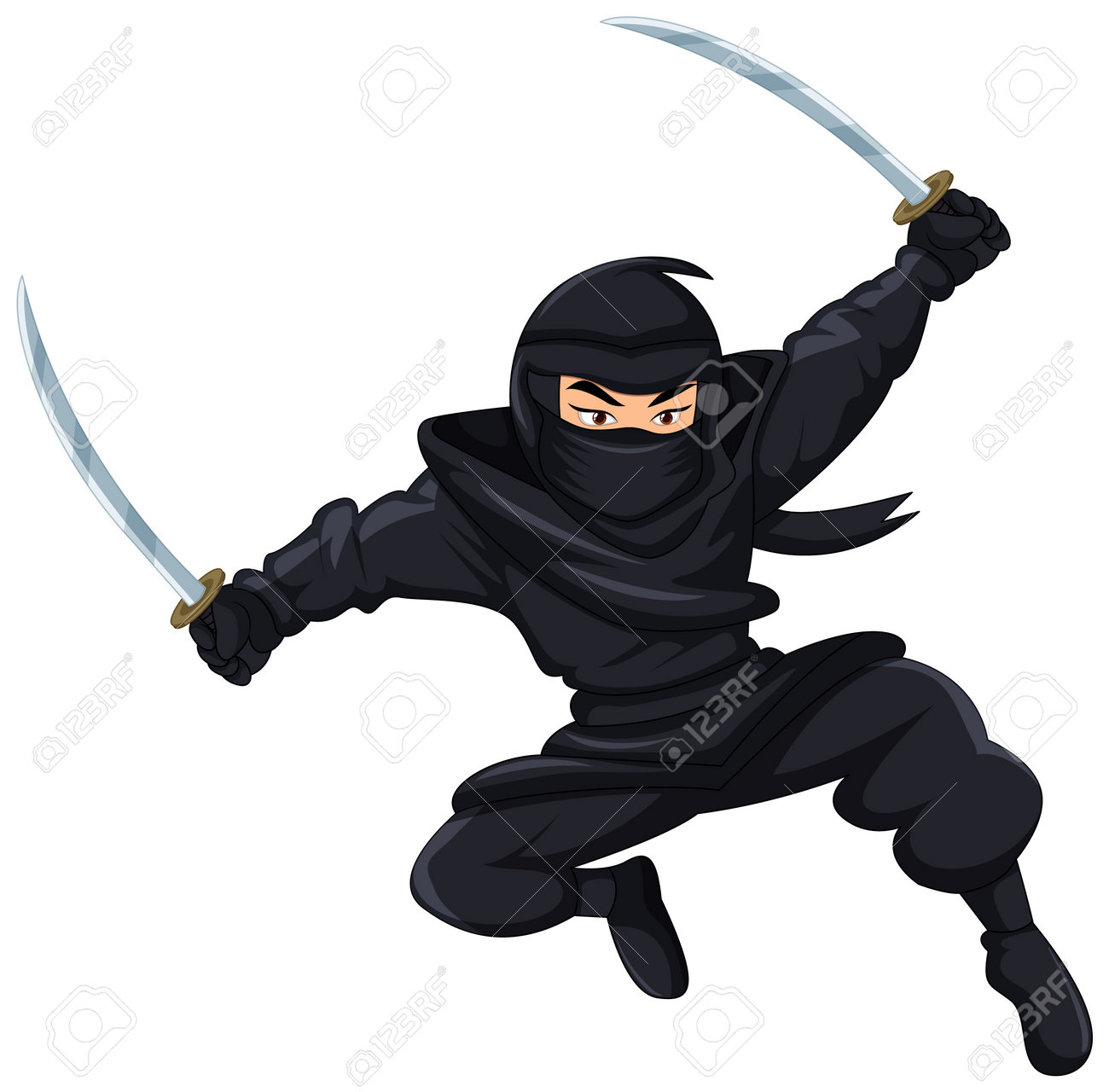 Premium Vector Cartoon ninja assassin with sword vector illustration