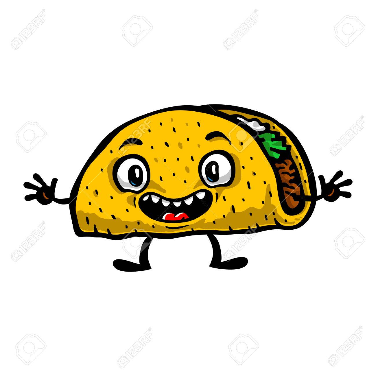 cute funny cartoon taco vector illustration royalty free cliparts