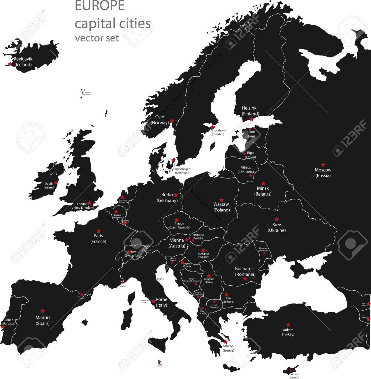 europe high detailed vector political map all elements separated in detachable and labeled layers stock