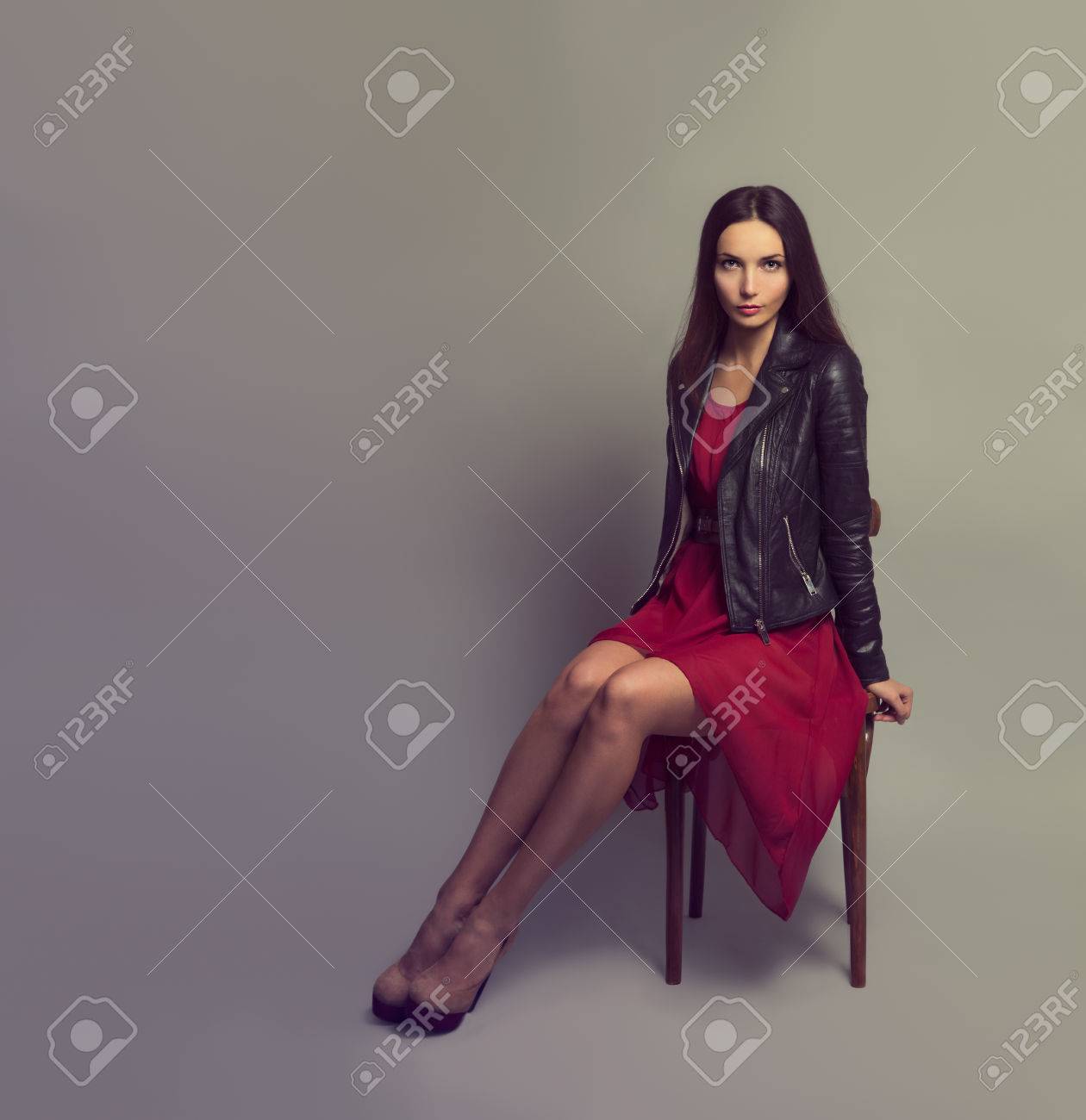 sexy red leather jacket