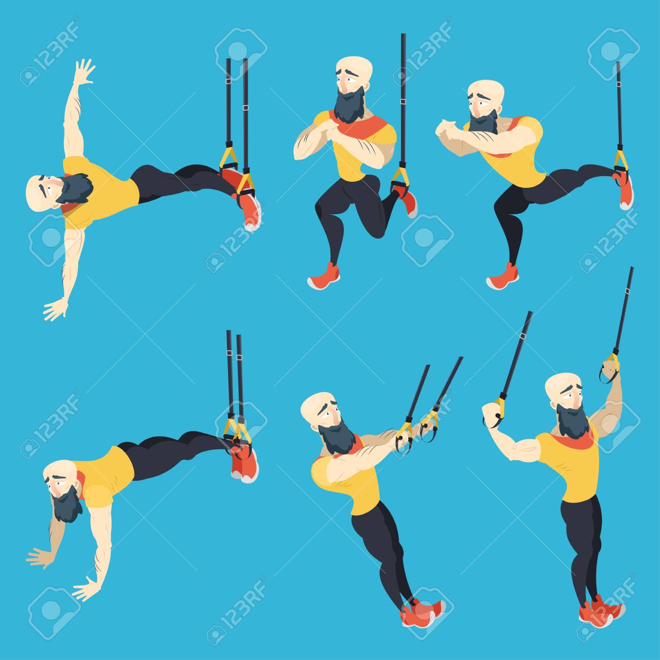 TRX 운동을 보여주는 운동 코치 로열티 무료 사진, 그림, 이미지 그리고 스톡포토그래피. Image 85068455