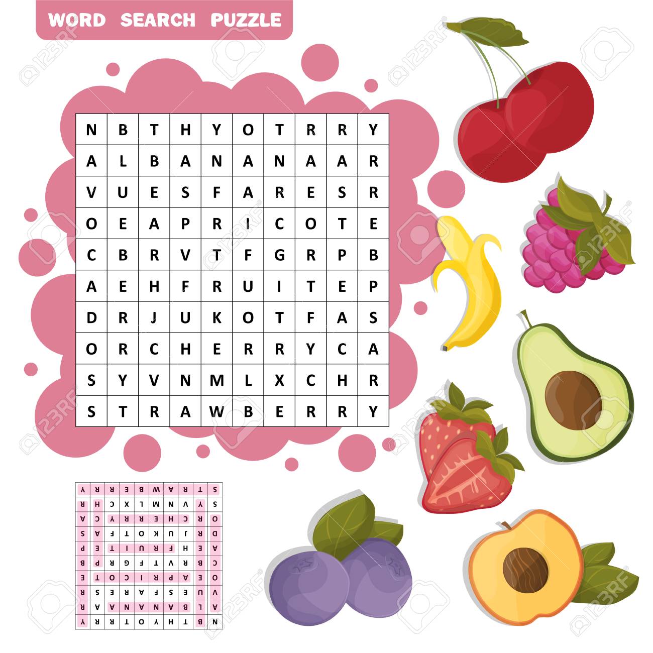 Vector Color Crossword Education Game For Children About Tropical Fruits Word Search Puzzle Royalty Free Cliparts Vectors And Stock Illustration Image 95507519