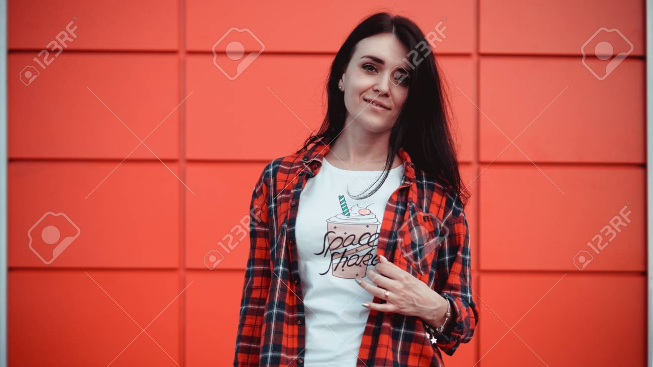 Red check shirt with white t shirt Clearance