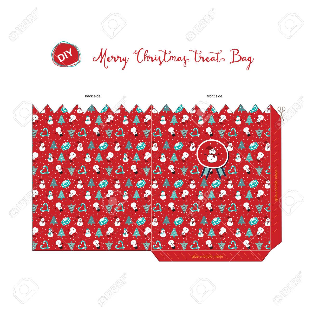 A Merry Christmas Diy Do It By Yourself Treat Bag For Season Greeting With Pattern Of A Merry Christmas Diy Do It By Yourself Treat Bag For Season Greeting With Pattern Of
