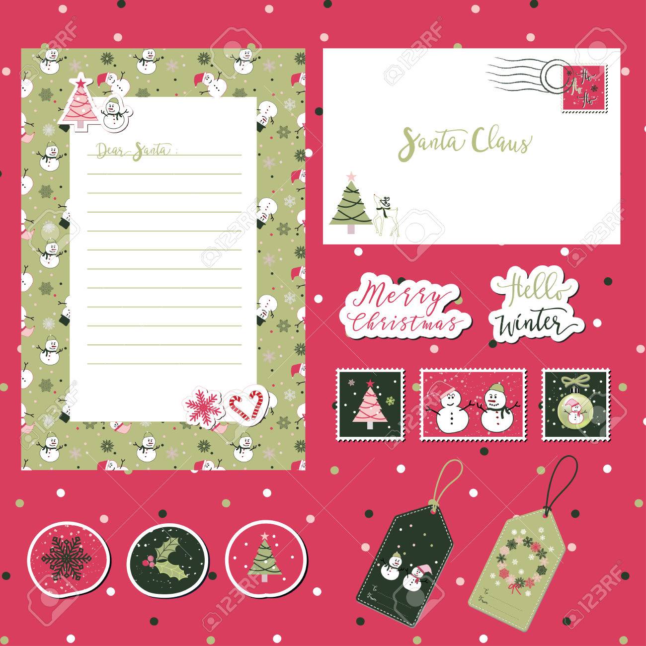 a set of merry christmas santa cute letter envelope templates cute letter templates