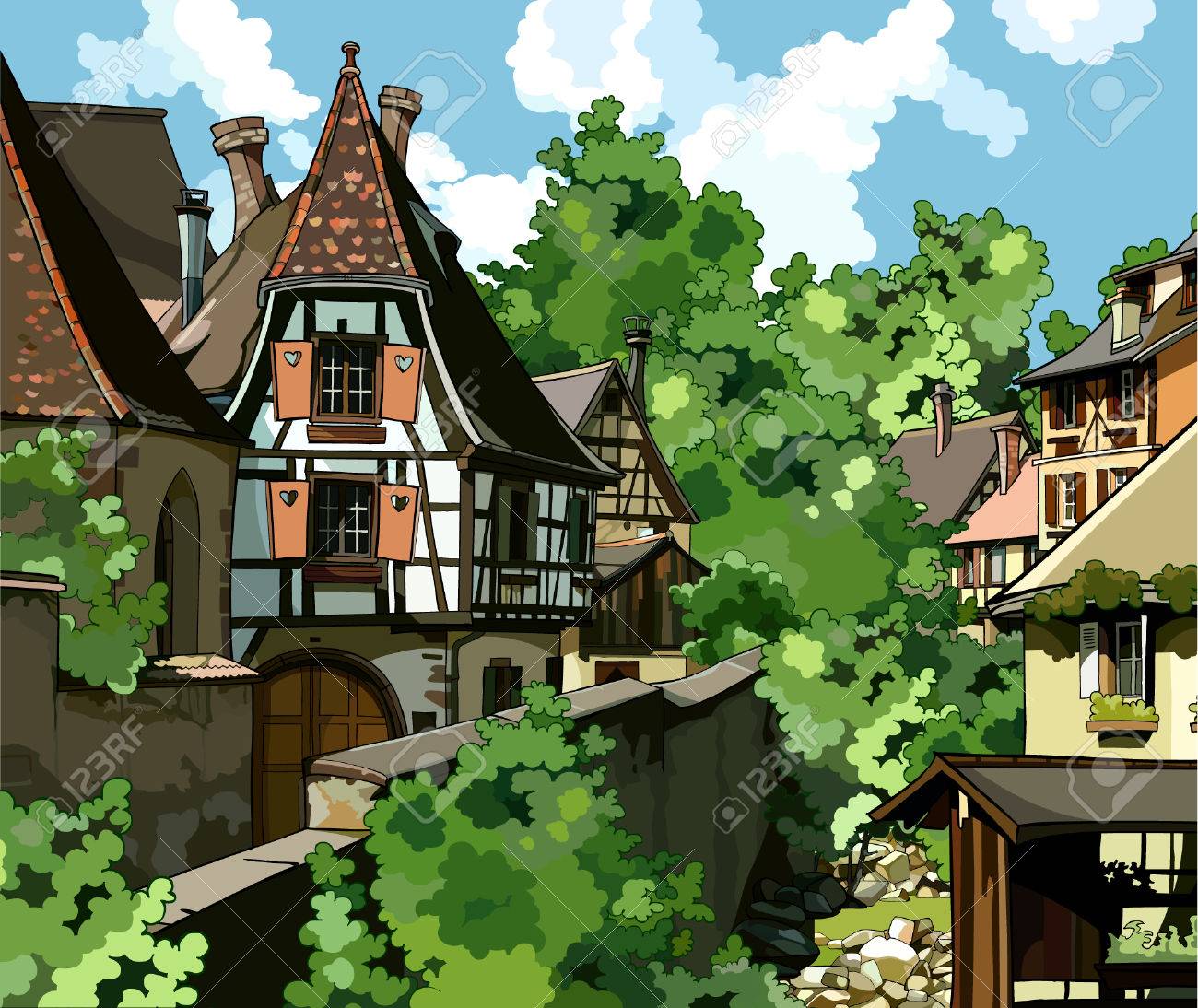 ヨーロッパ村 のイラスト素材 ベクタ Image