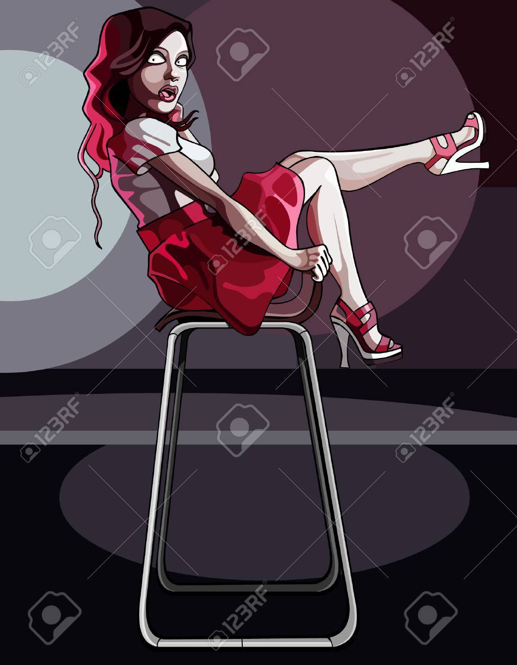 Cartoon Woman Posing Sitting On A Chair Royalty Free Cliparts Vectors And Stock Illustration Image