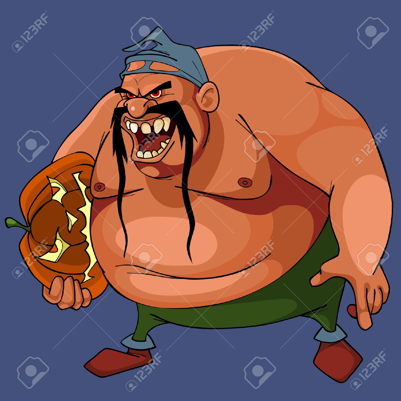 Cartoon Wutend Dicker Mann Mit Einem Kurbis Unter Dem Arm Lizenzfrei Nutzbare Vektorgrafiken Clip Arts Illustrationen Image 46673360