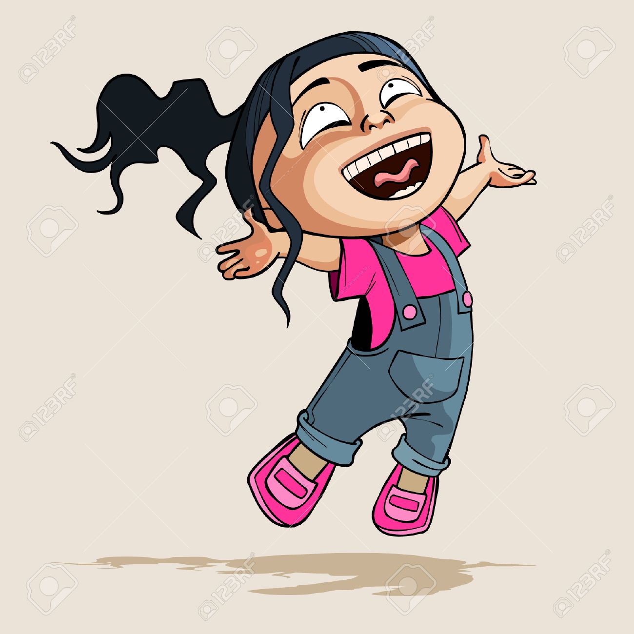Cartoon Enthusiastic Little Girl Joyfully Jumps Royalty Free SVG, Cliparts,  Vectors, and Stock Illustration. Image 50566491., image size:1300x1300