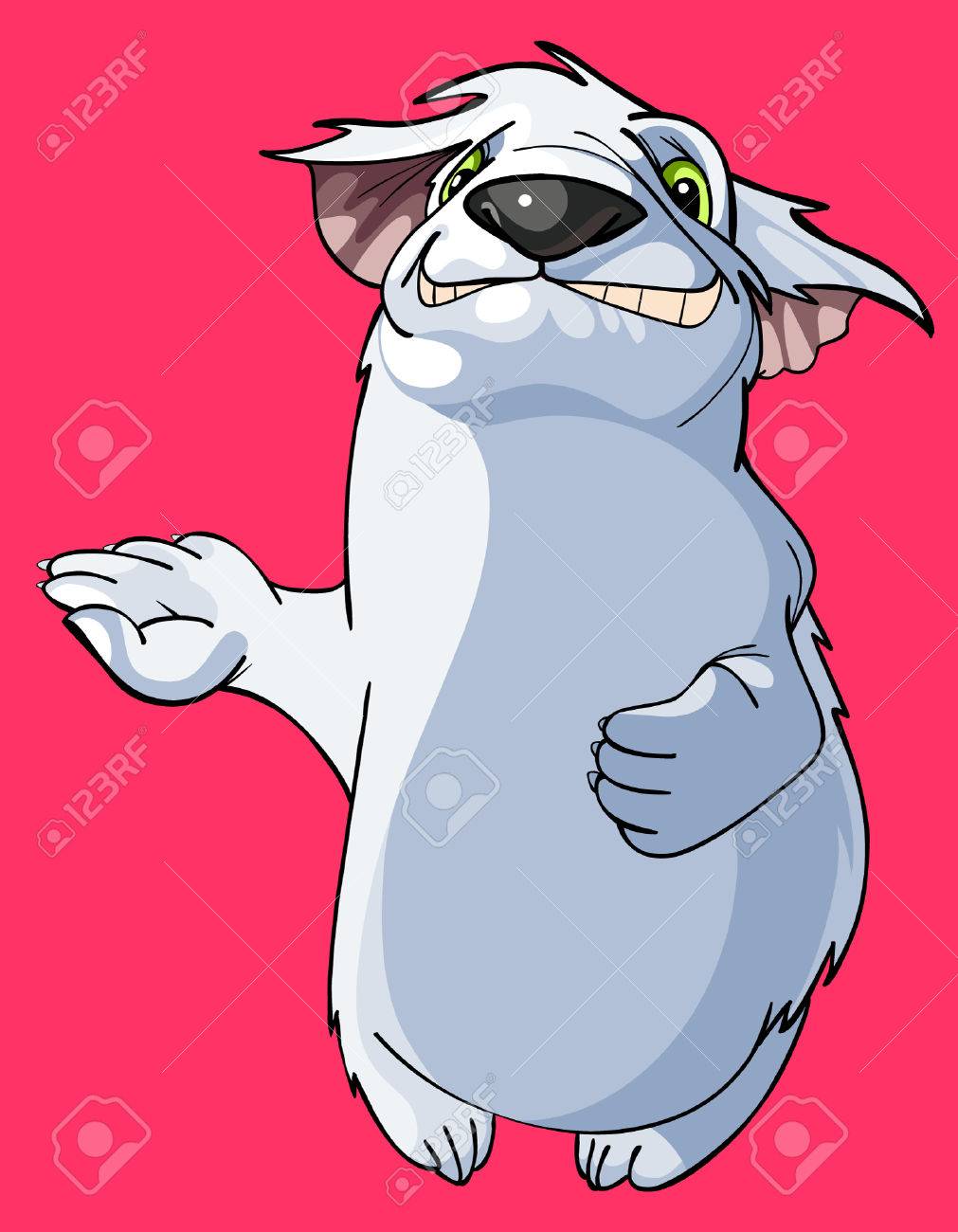 漫画面白いの毛皮で覆われた動物笑顔のイラスト素材 ベクタ Image