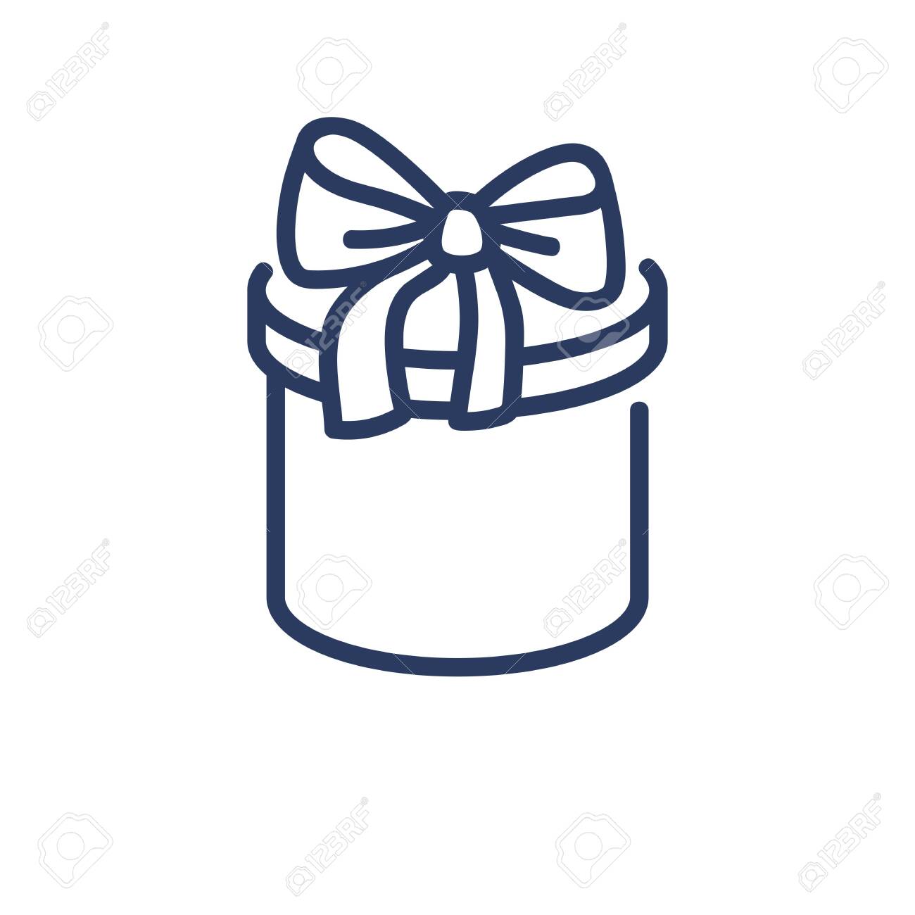 Cylinder Gift Box Thin Line Icon. Present Wrap With Ribbon And Bow Isolated  Outline Sign. Surprise, Sale, Special Offer Concept. Vector Illustration  Symbol Element For Web Design And Apps Royalty Free Svg,