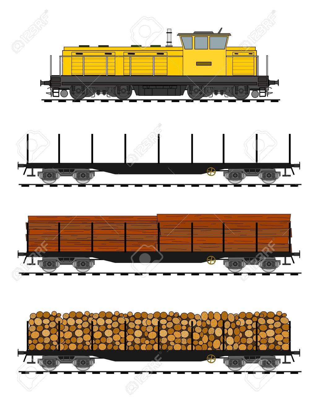 貨物列車は木製のトランクで読み込まれます のイラスト素材 ベクタ Image