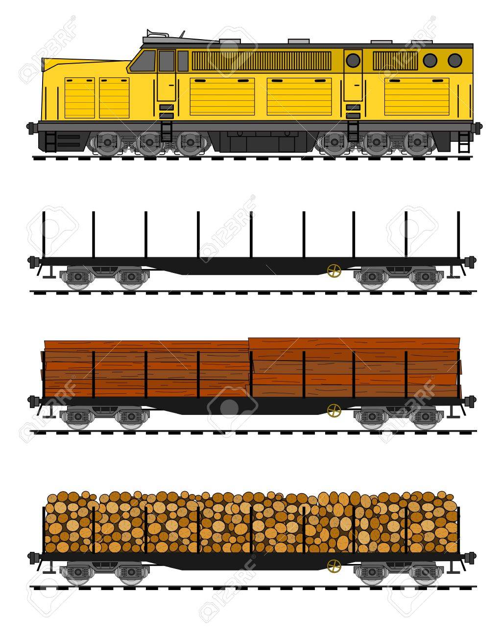 American Style Freight Train Loaded With Wood Trunks. Royalty Free SVG,  Cliparts, Vectors, and Stock Illustration. Image 17257175., image size:1021x1300