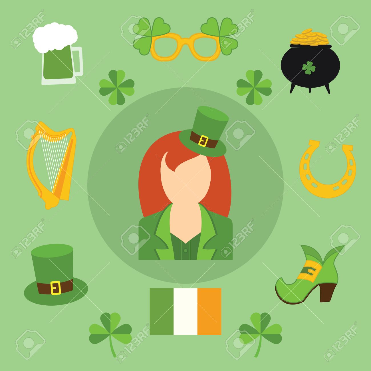 Happy St Patricks Day Vector Illustration Icons Traditional Royalty Free Cliparts Vectors And Stock Illustration Image 36904243