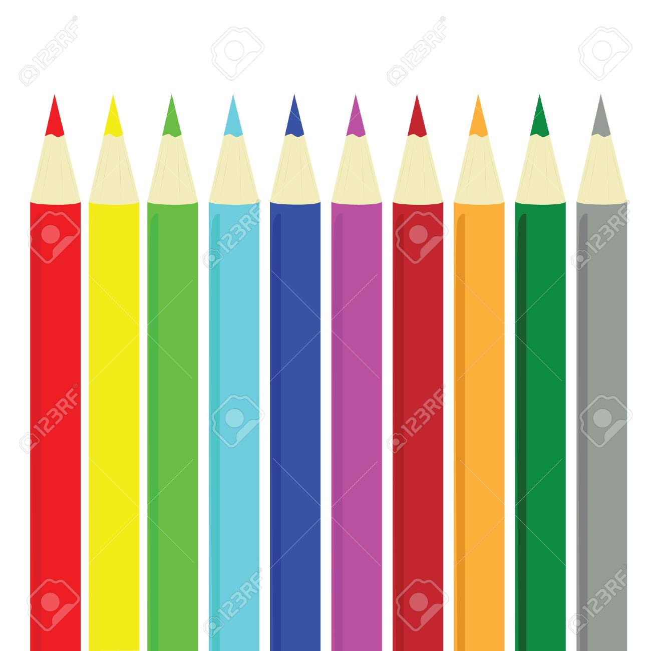 異なる色の鉛筆のイラストのイラスト素材 ベクタ Image