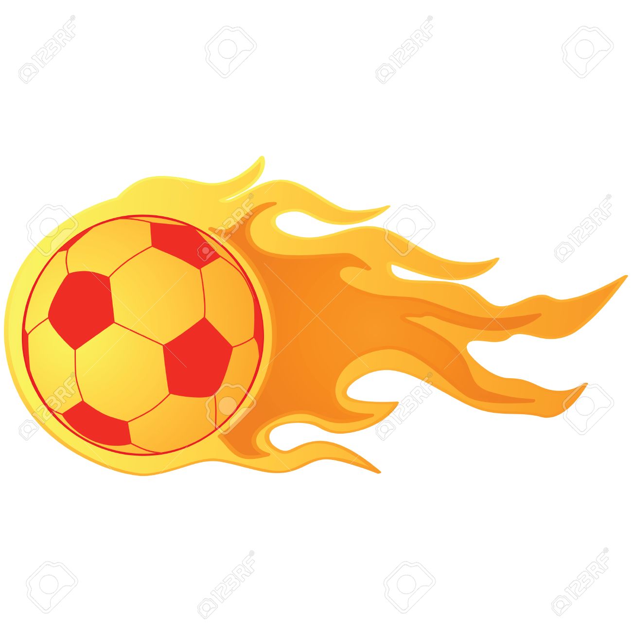 illustration of a fast moving soccer ball on fire royalty free