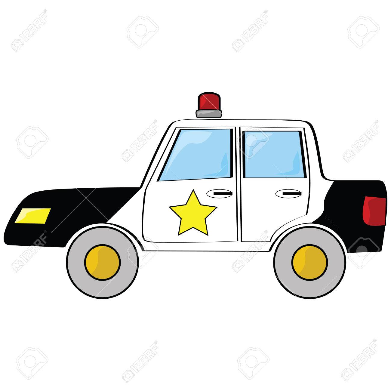 Cartoon Abbildung Von Einem Schwarzen Und Weissen Polizeiauto Lizenzfrei Nutzbare Vektorgrafiken Clip Arts Illustrationen Image 7697491