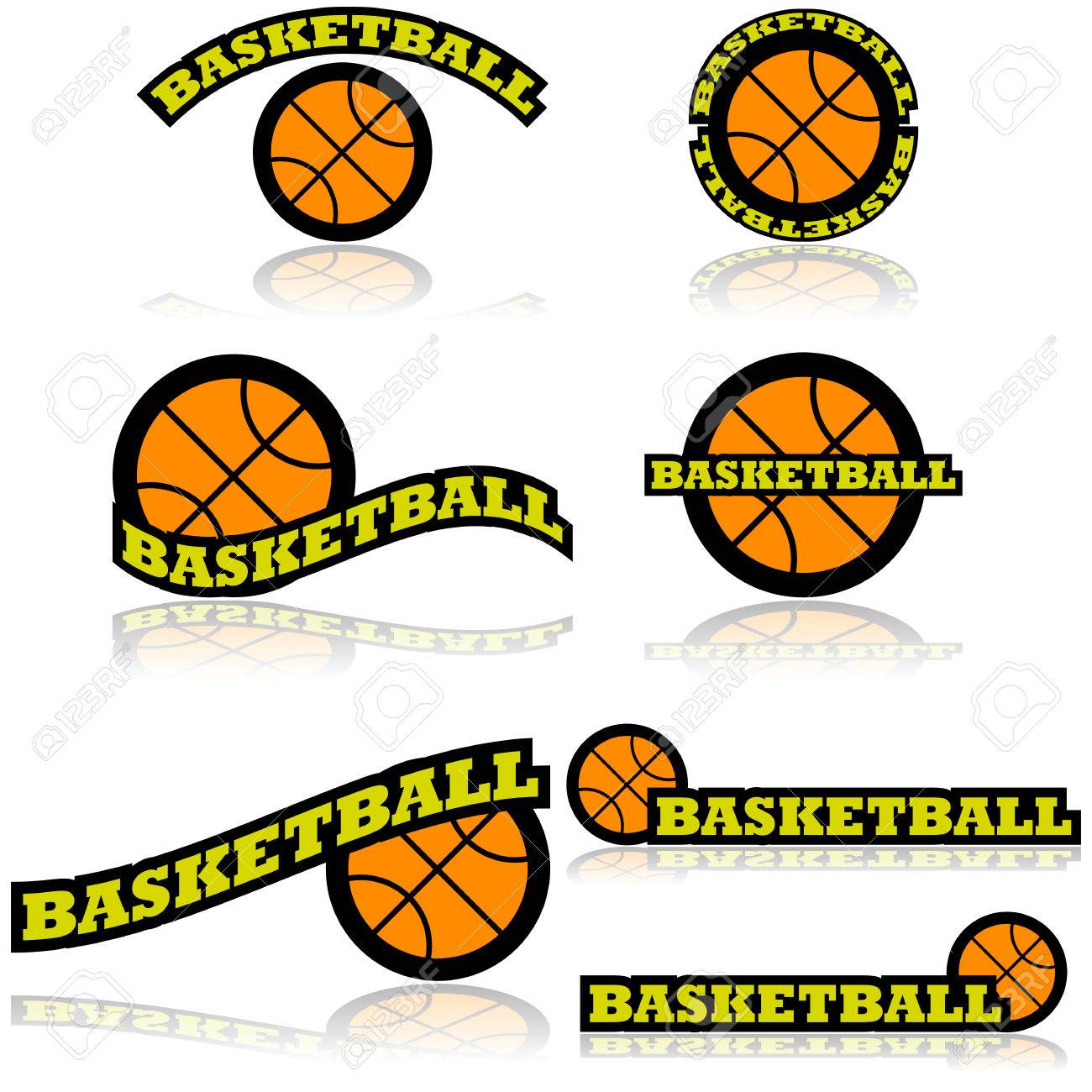 icon set showing a basketball combined with different