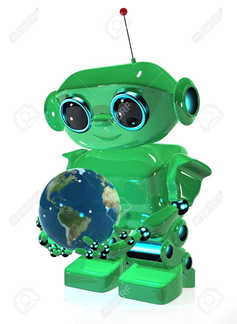16232228-3d-illustration-green-robot-wit