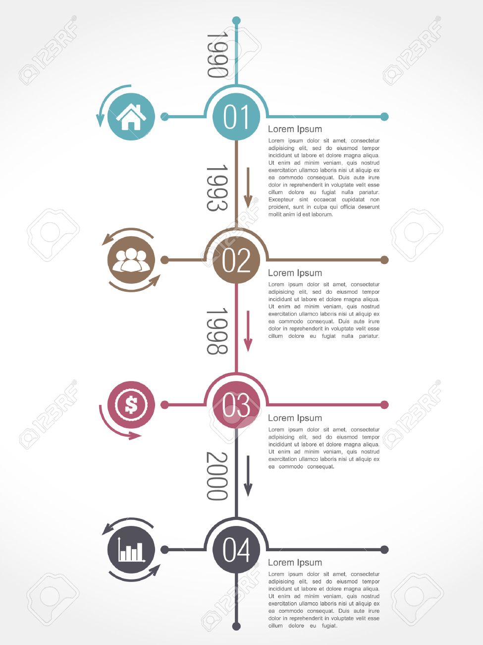 垂直時間軸のインフォ グラフィック デザイン テンプレート のイラスト素材 ベクタ Image