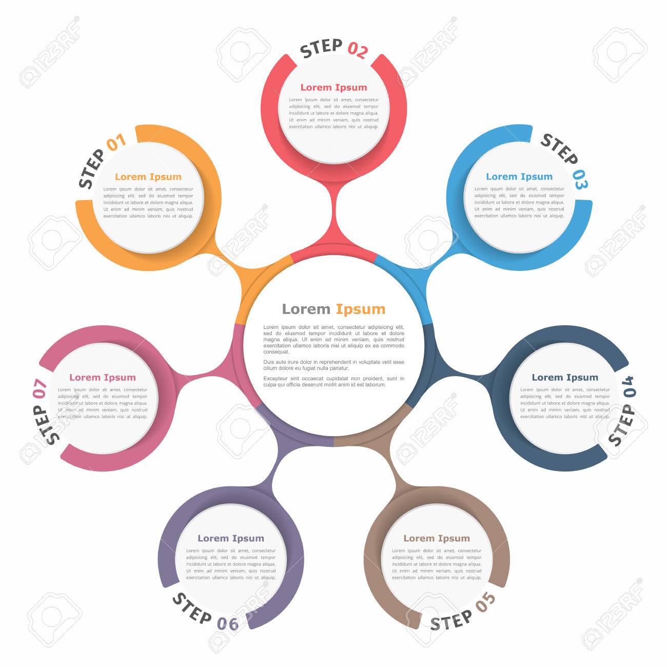 circle diagram with seven elements steps or options flowchart workflow diagram template