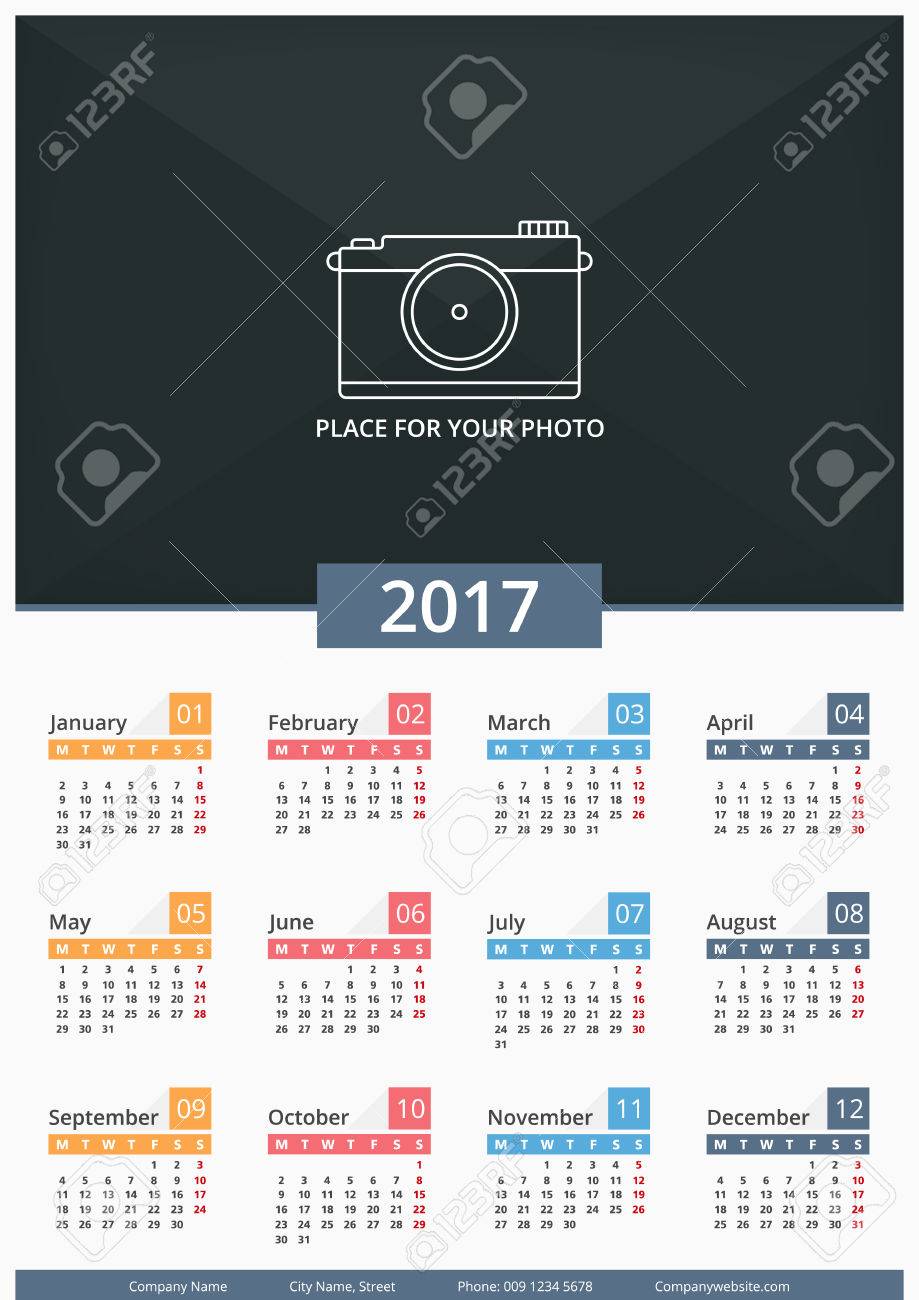 2017 壁掛けカレンダー 週の開始日 月曜日 a3 サイズ あなたの写真