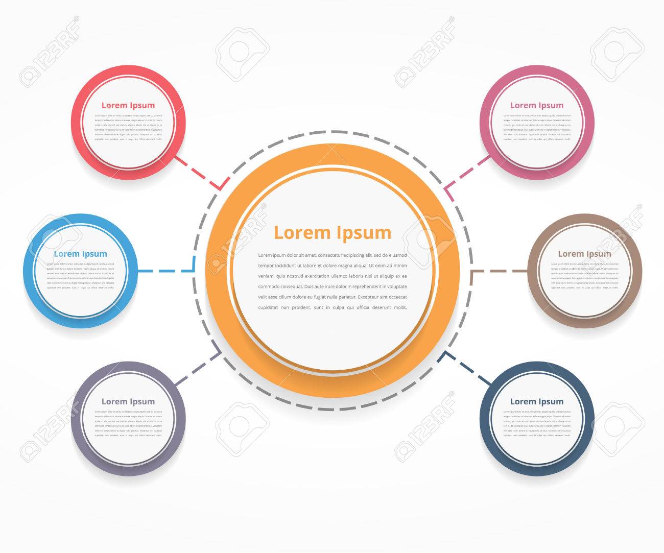 circle diagram with six elements steps or options flowchart workflow diagram template