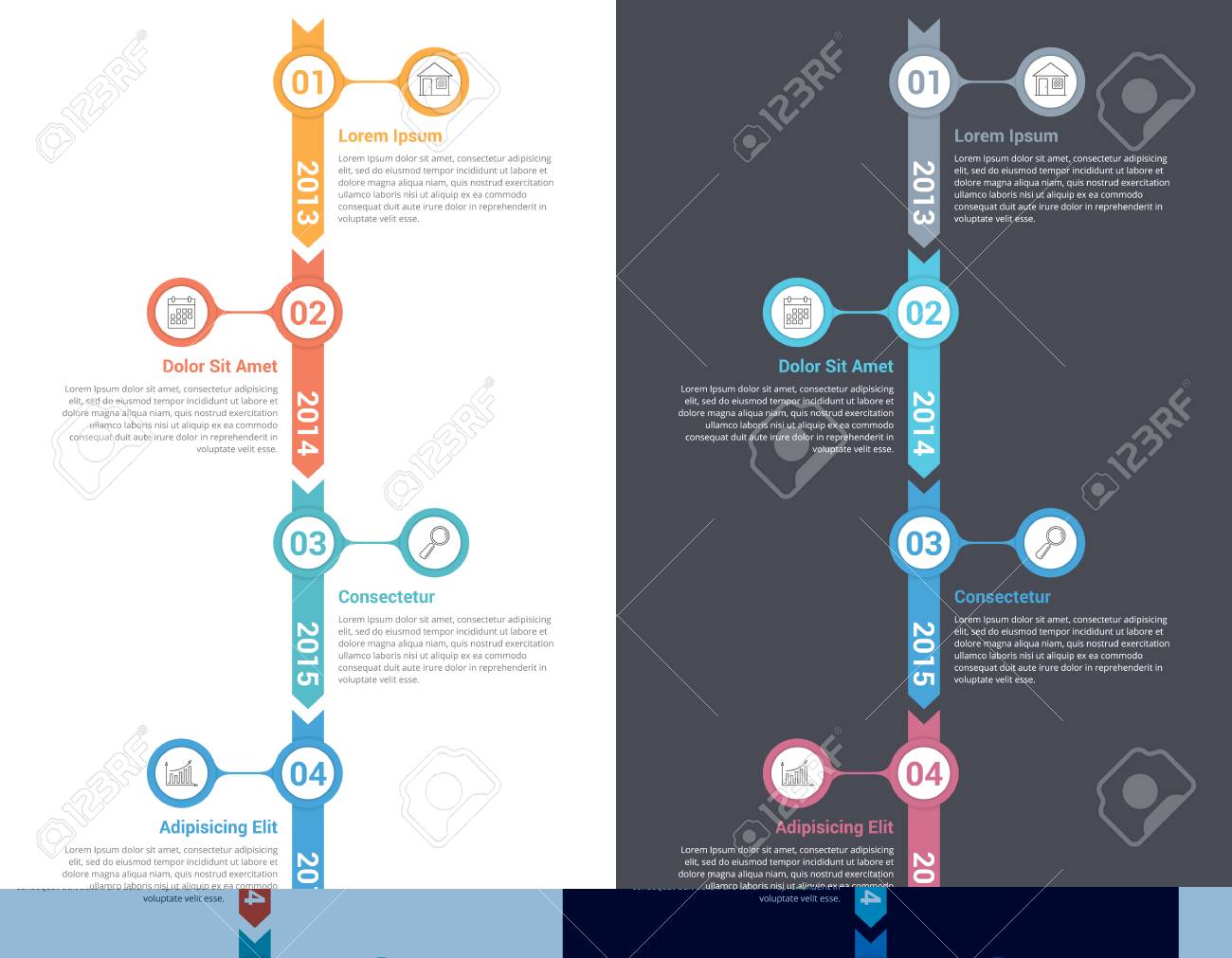 垂直時間軸インフォ グラフィック テンプレート デザイン ベクトル イラスト のイラスト素材 ベクタ Image