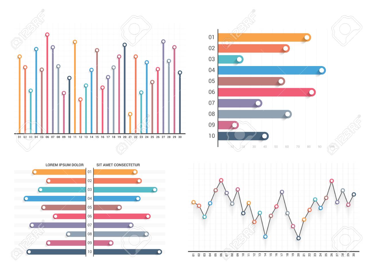 bar graph and line graph templates business infographics royalty