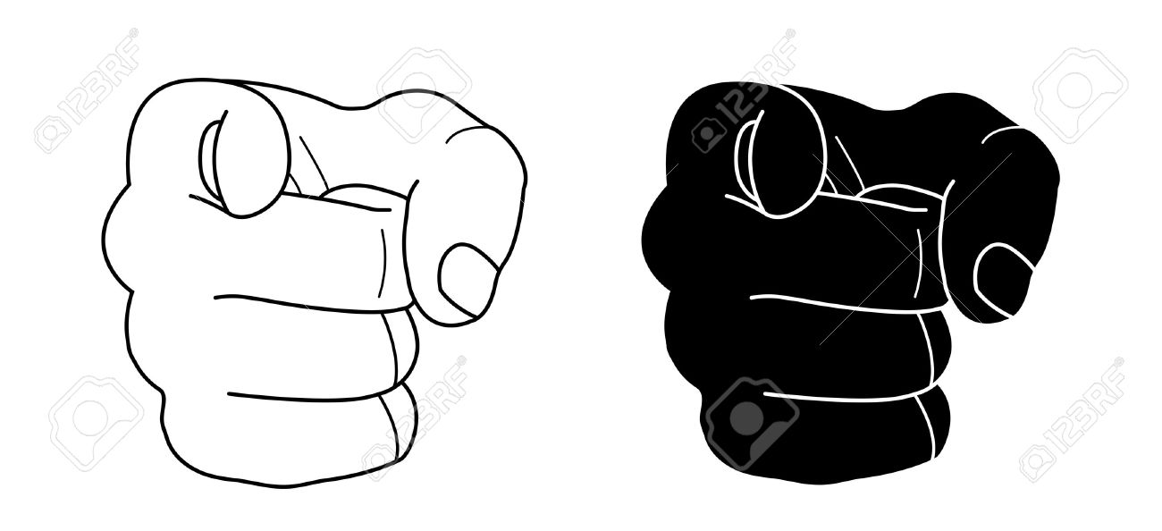 Fist with pointing finger. Contour lines, black silhouette. Vector clip art illustration isolated on white - 40291821 Fist with pointing finger. Contour lines, black silhouette. Vector clip art illustration isolated on white - 40291821
