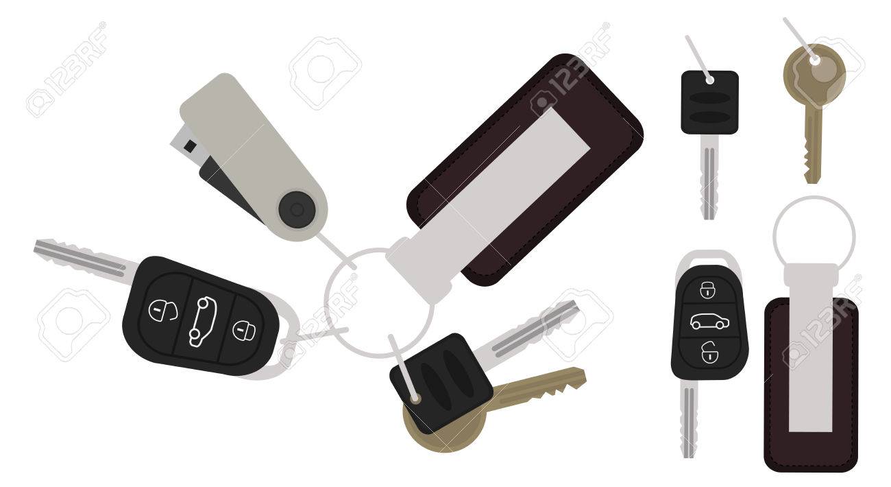 Set Realistische Tasten Symbole Remote Auto Starter Usb Stick